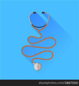 Medical Stethoscope Icon Isolated on Blue Background. Medical Stethoscope Icon