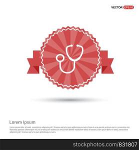 Medical stethoscope icon - Red Ribbon banner