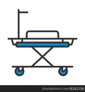 Medical Stretcher Icon. Editable Bold Outline With Color Fill Design. Vector Illustration.