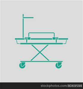 Medical stretcher icon. Gray background with green. Vector illustration.