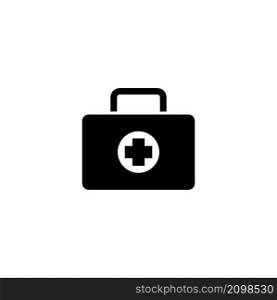Medical Suitcase, Bag of First Aid Supplies. Flat Vector Icon illustration. Simple black symbol on white background. Medical Suitcase, First Aid Kit sign design template for web and mobile UI element. Medical Suitcase, Bag of First Aid Supplies. Flat Vector Icon illustration. Simple black symbol on white background. Medical Suitcase, First Aid Kit sign design template for web and mobile UI element.