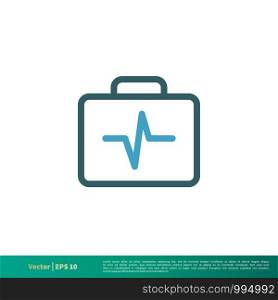 Medical Suitcase, Cardiogram Healthcare Icon Vector Logo Template Illustration Design. Vector EPS 10.