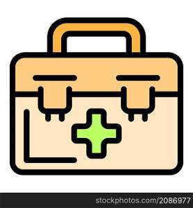 Medical suitcase icon. Outline medical suitcase vector icon color flat isolated. Medical suitcase icon color outline vector