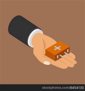 Medical suitcase in isometric hand