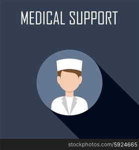 Medical support. Flat icon. Vector illustration