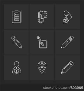 medical , surgury , tools , stationary , pencil , pen , school , write , study , education , students ,icon, vector, design, flat, collection, style, creative, icons