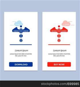Medical, Symbol, Heart, Health, Care Blue and Red Download and Buy Now web Widget Card Template