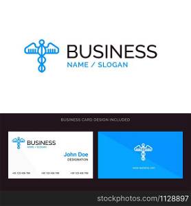 Medical, Symbol, Heart, Health, Care Blue Business logo and Business Card Template. Front and Back Design
