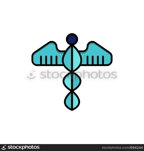 Medical, Symbol, Heart, Health, Care Flat Color Icon. Vector icon banner Template