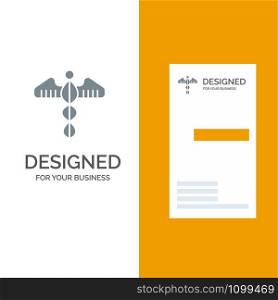Medical, Symbol, Heart, Health, Care Grey Logo Design and Business Card Template