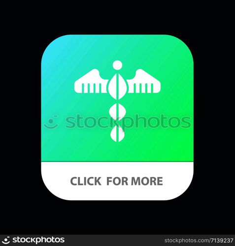 Medical, Symbol, Heart, Health, Care Mobile App Button. Android and IOS Glyph Version