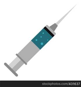 Medical syringe icon flat isolated on white background vector illustration. Medical syringe icon isolated