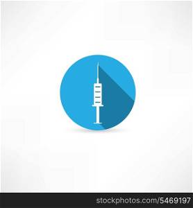 Medical syringe in the blue circle