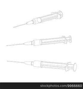 medical syringe outline style in isometric vector illustration