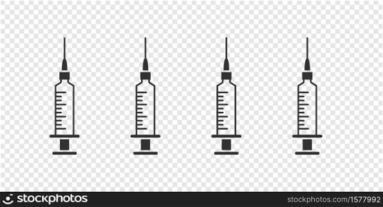 Medical syringes. Syringe or injection icons outline vector. Vector illustration