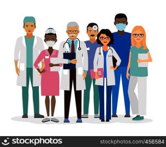 Medical team. Group of hospital workers vector illustration. Medical team vector illustration