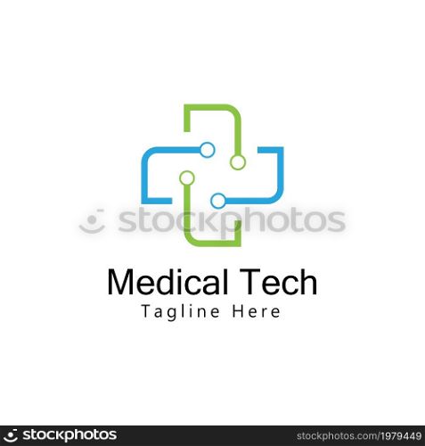 Medical Tech Logo Template Design Vector. Icon. Symbol. Emblem
