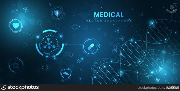 Medical technology and science concept and health care icon pattern background. You can use for ad, poster, template, business presentation. Vector illustration
