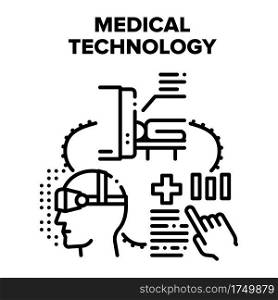 Medical Technology Hospital Vector Icon Concept. Mri Magnetic Resonance Imaging And Eye Vision Measuring Medical Technology. Clinic Electronic Devices For Health Examination Black Illustration. Medical Technology Hospital Vector Black Illustrations