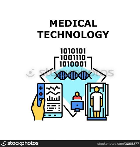 Medical Technology Vector Icon Concept. X-ray And Electronic Device Digital Medical Technology For Researching And Treatment People Health. Gadget For Analyzing Patient Color Illustration. Medical Technology Vector Concept Illustration