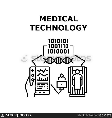 Medical Technology Vector Icon Concept. X-ray And Electronic Device Digital Medical Technology For Researching And Treatment People Health. Gadget For Analyzing Patient Black Illustration. Medical Technology Vector Concept Illustration