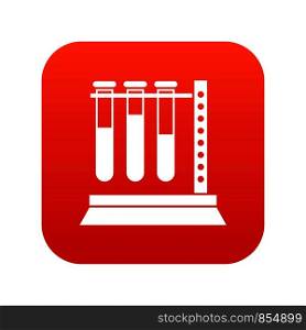 Medical test tubes in holder icon digital red for any design isolated on white vector illustration. Medical test tubes in holder icon digital red