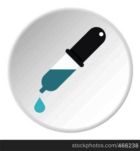 Medical test tubes in holder icon in flat circle isolated on white vector illustration for web. Medical test tubes in holder icon circle