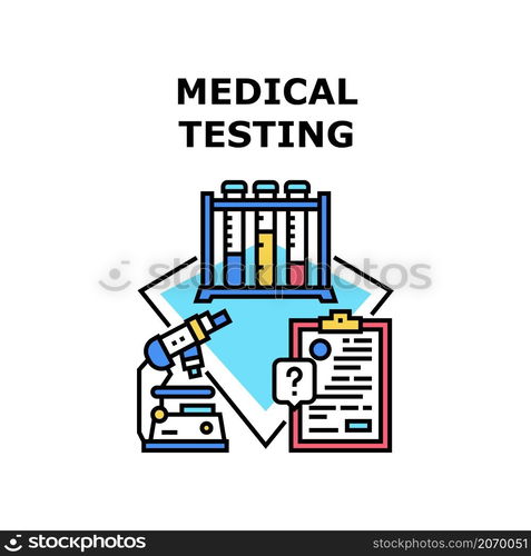 Medical testing clinic. Virus blood test. Doctor lab research. Health rapid result. Pandemic patient vector concept color illustration. Medical testing icon vector illustration