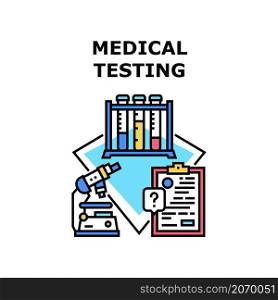 Medical testing clinic. Virus blood test. Doctor lab research. Health rapid result. Pandemic patient vector concept color illustration. Medical testing icon vector illustration