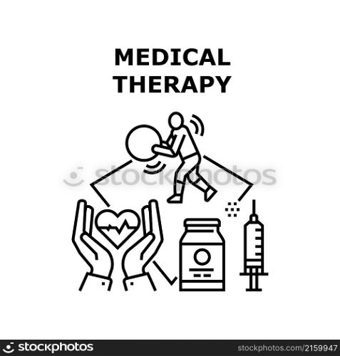 Medical therapy health care mental psyhology. support treatment. medical help vector concept black illustration. Medical therapy icon vector illustration