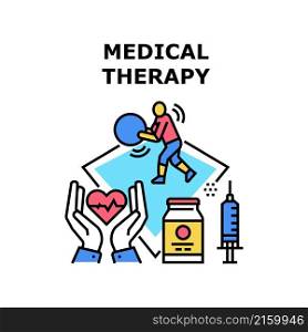 Medical therapy health care mental psyhology. support treatment. medical help vector concept color illustration. Medical therapy icon vector illustration