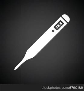 Medical thermometer icon. Black background with white. Vector illustration.