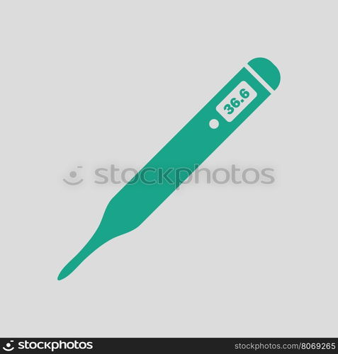 Medical thermometer icon. Gray background with green. Vector illustration.