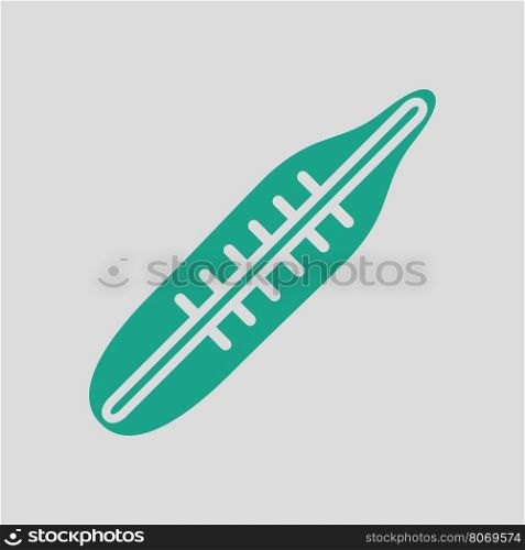 Medical thermometer icon. Gray background with green. Vector illustration.