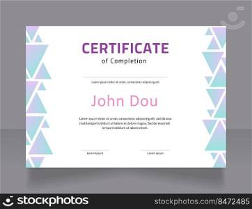 Medical training completion certificate design template. Vector diploma with customized copyspace and borders. Printable document for awards and recognition. Cairo, Calibri Regular fonts used. Medical training completion certificate design template