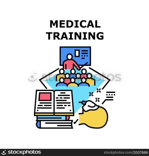 Medical training online. doctor computer. healthcare medicine. learning meeting. webinar education. platform medical training vector concept color illustration. Medical training icon vector illustration