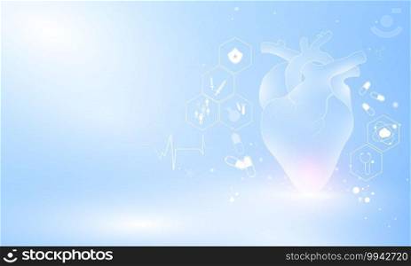 Medical treatment heart in innovation concept abstract  technology communication concept vector background