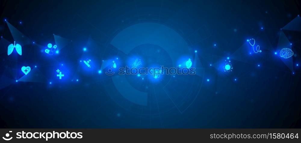 Medical treatment icon in innovation concept abstract technology communication concept vector background