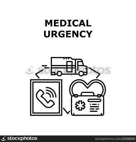 Medical Urgency health hospital emergency medicine clinic. pharmacy ambulance nurse care vector concept black illustration. Medical Urgency icon vector illustration