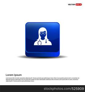 Medical user icon. - 3d Blue Button.