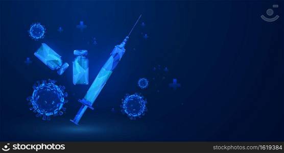 Medical Vaccine treatment in innovation concept abstract  technology communication concept vector background. Coronavirus or Corona virus concept. covid-19