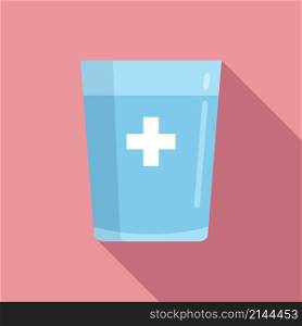 Medical water glass icon flat vector. Drink bottle. Health energy. Medical water glass icon flat vector. Drink bottle