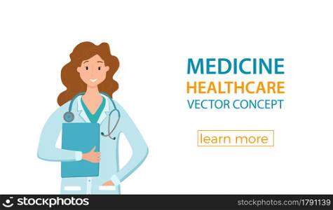 Medical woman in face protection mask cartoon characters vector illustration. Doctor professional girl for fighting the coronavirus. Stop the covid-19 healthcare concept with hospital worker.. Medical woman in face protection mask cartoon characters vector illustration.
