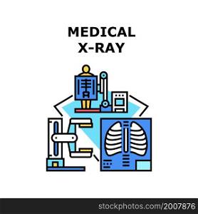 Medical x-ray mri machine. health tomography. bone radiology. ultrasound diagnostic medical x-ray vector concept color illustration. Medical x-ray icon vector illustration