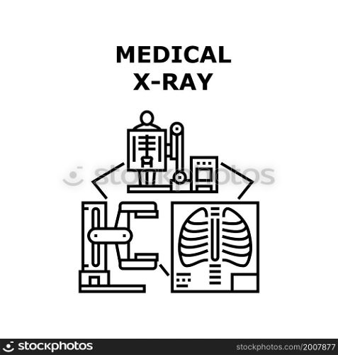 Medical x-ray mri machine. health tomography. bone radiology. ultrasound diagnostic medical x-ray vector concept black illustration. Medical x-ray icon vector illustration