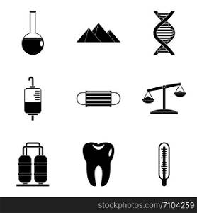 Medicament icons set. Simple set of 9 medicament vector icons for web isolated on white background. Medicament icons set, simple style