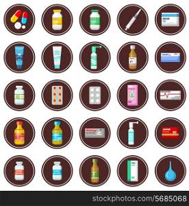 Medicament. Set of icons. Vector illustration