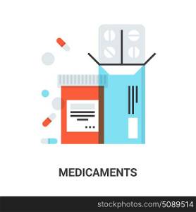 medicaments icon concept. Abstract flat line vector illustration of medicaments icon concept