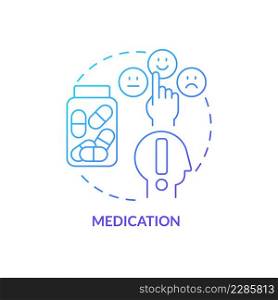 Medication blue gradient concept icon. Medication prescription. Conduct disorder treatment abstract idea thin line illustration. Isolated outline drawing. Myriad Pro-Bold fonts used. Medication blue gradient concept icon