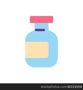 Medication bottle flat color ui icon. Drug package. Liquid remedy and solid tablets. Simple filled element for mobile app. Colorful solid pictogram. Vector isolated RGB illustration. Medication bottle flat color ui icon